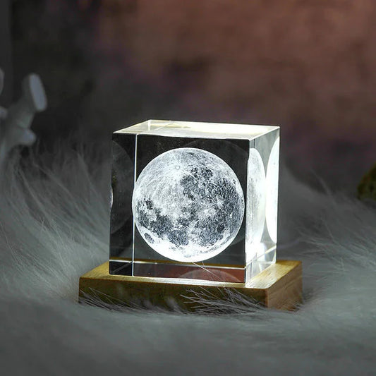 3D Moon Cube LED Light - Remote Control, Rechargeable, Relaxing Ambiance
