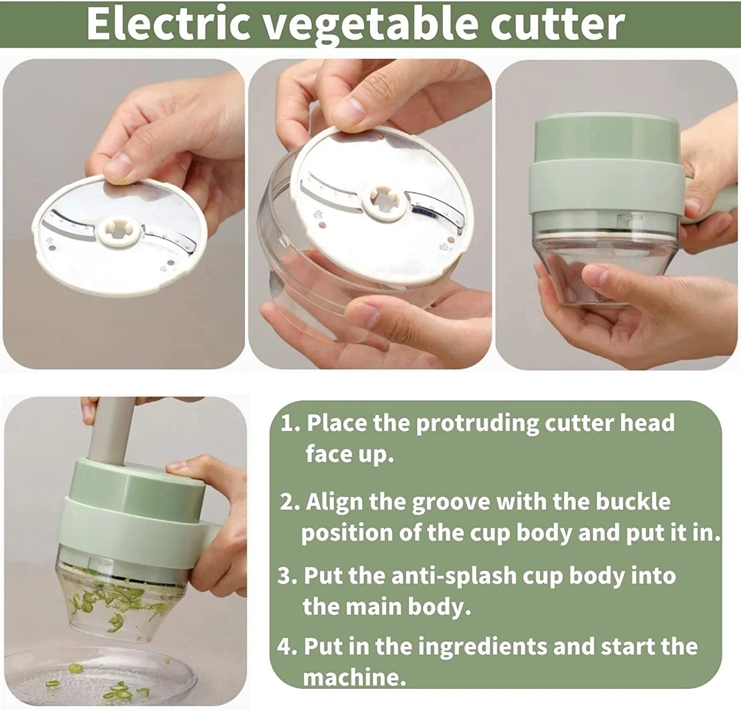4 In 1 Electric Vegetable Cutter Set
